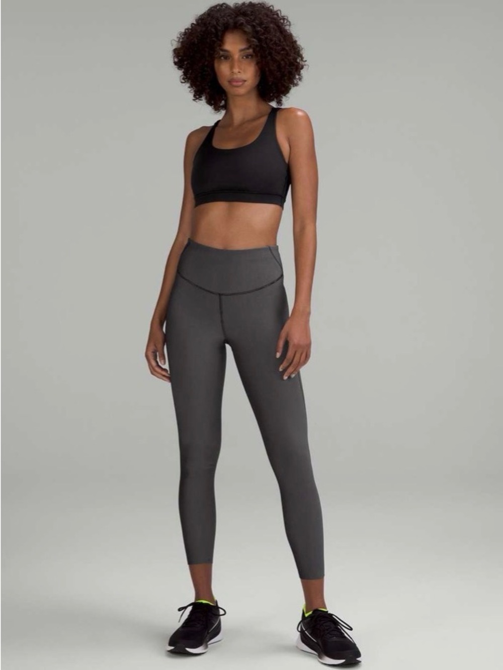 Lululemon Base Pace High-Rise Tight 25" Two-Tone Ribbed Black / Gull Grey size 6